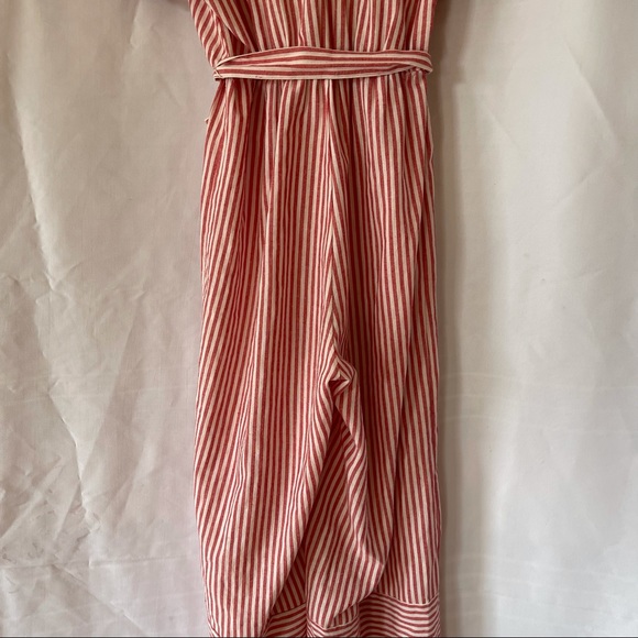 Pink Thread Red and White Stripe Cross Front Short Sleeve Jumpsuit - Picture 7 of 13